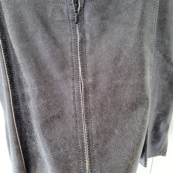 Plein Sud Faycal Amor Black Leather Jacket Top Combo Size 8 Grey Buckle Designer - Picture 14 of 14